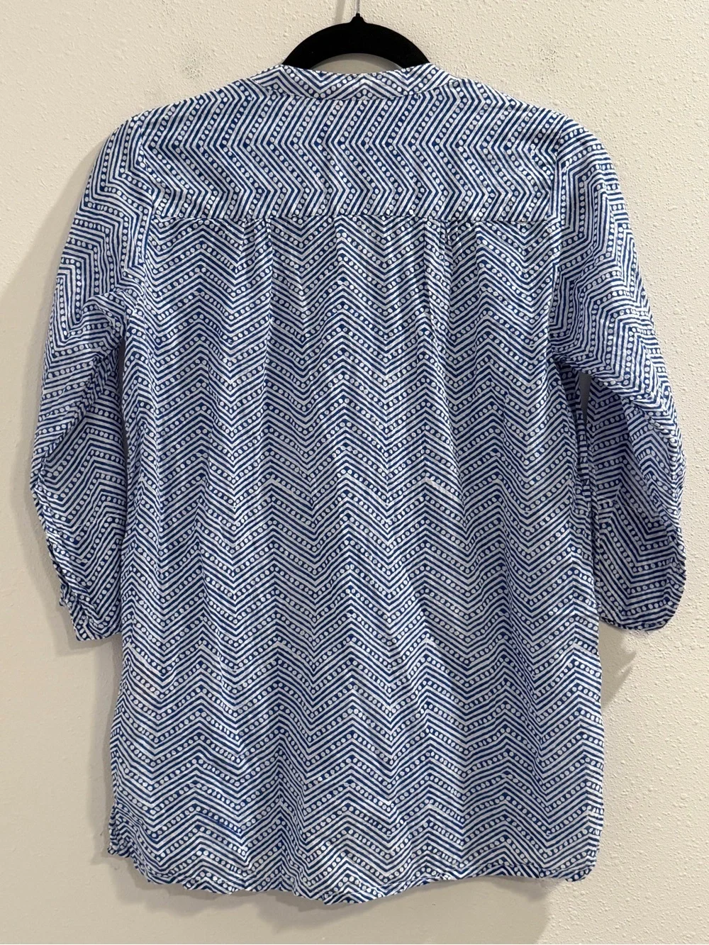 Oliphant Tuckernuck Size XS Geometric 3/4 Sleeve Tunic Blouse Cotton Boho